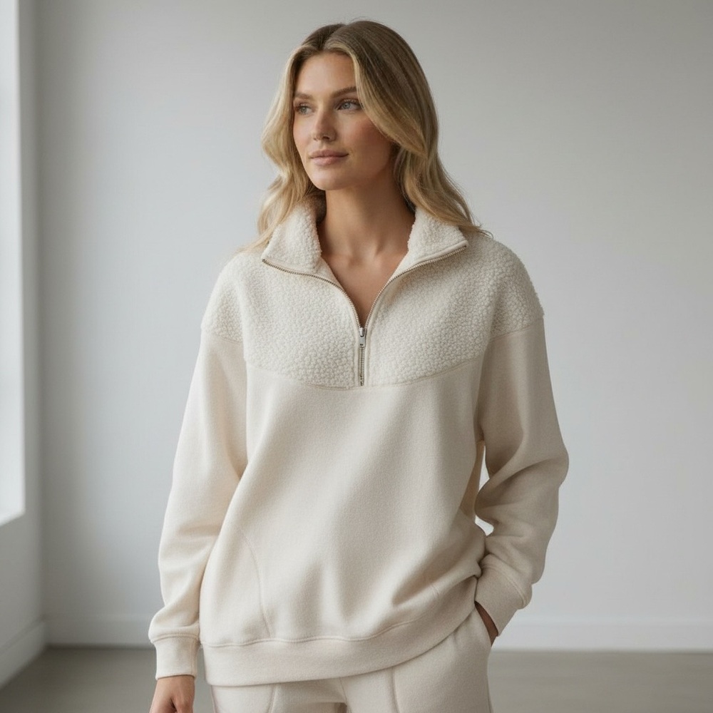 Aerie | Hometown Holiday Oversized Quarter Zip Sherpa Sweatshirt